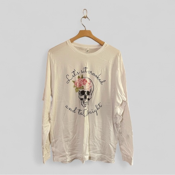 Women's "Let's Sit Crooked & Talk Straight" Long Sleeve Tee - Picture 1 of 6